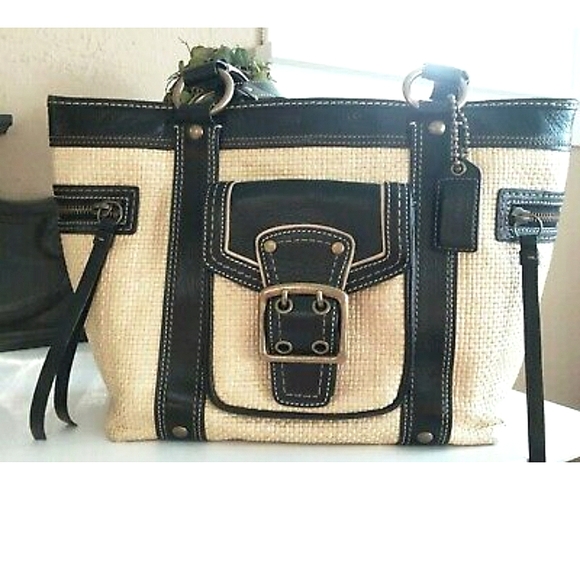 COACH Legacy Raffia Leather & Straw(Matching Wristlet Available) - Picture 5 of 15